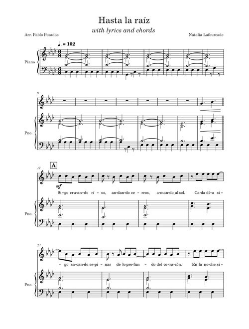 Hasta la raiz – Natalia Lafourcade (violin/voice and piano arrangement)