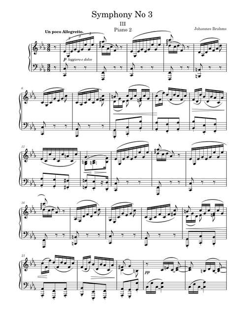 Symphony No.3, Mvm. 3 Piano 2 – Johannes Brahms