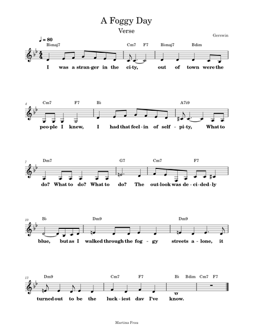 A Foggy Day (In London Town) – George Gershwin, Ira Gershwin A Foggy Day VERSE – George Gershwin, Ira Gershwin