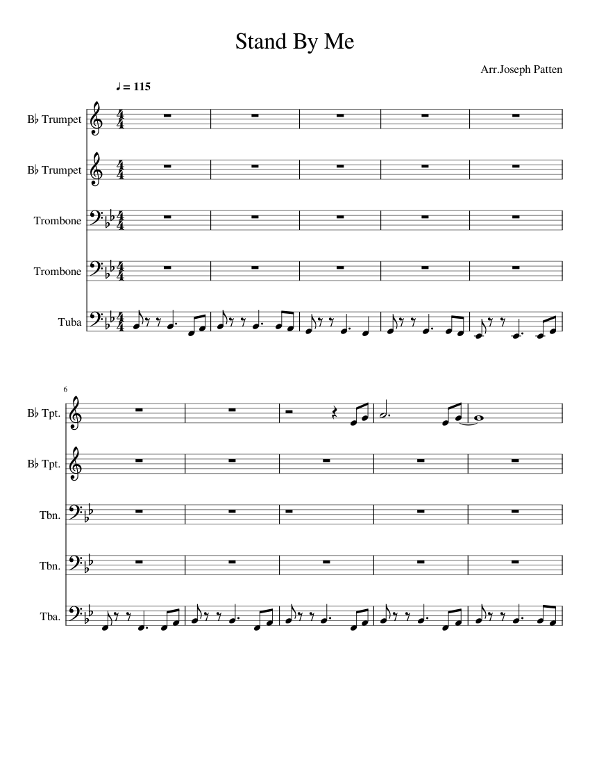 Stand By Me Sheet music for Trombone Tuba Trumpet in b flat Brass Quintet Musescore
