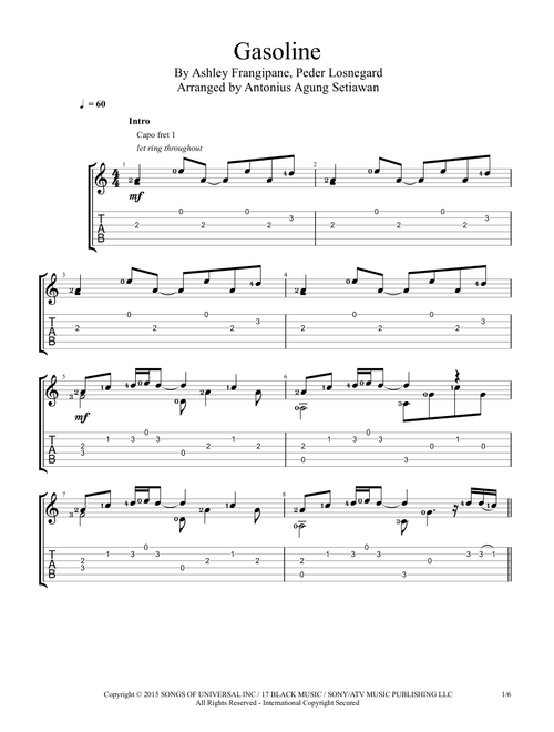 Gasoline (Arr. Antonius Agung Setiawan) - Halsey (Guitar Tab)