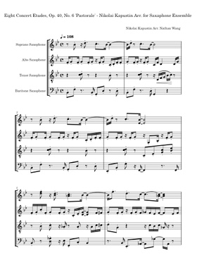 Free Eight Concert Etudes, Op.40, No.6 'Pastorale' by Nikolai