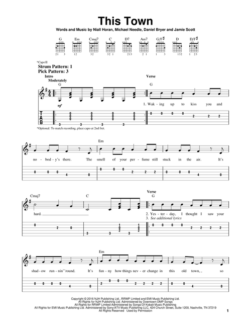This Town - Niall Horan (Easy Guitar with TAB)