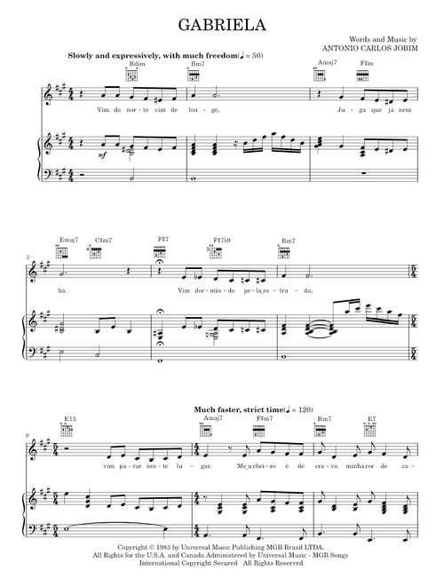 Gabriela - Antonio Carlos Jobim, Stan Getz (Piano-Vocal-Guitar)