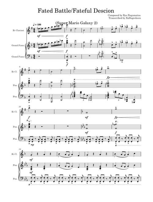 Fated Battle/Fateful Decision - Super Mario Galaxy 2 - CLARINET AND PIANO - Koji Kondo