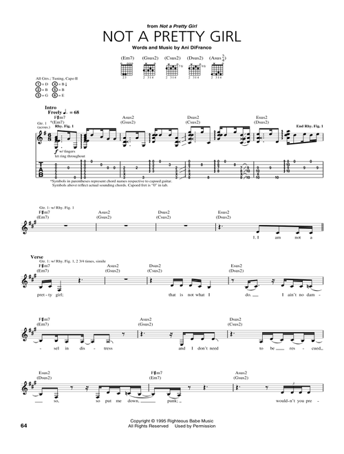 Not A Pretty Girl - Ani DiFranco (Guitar Tab)
