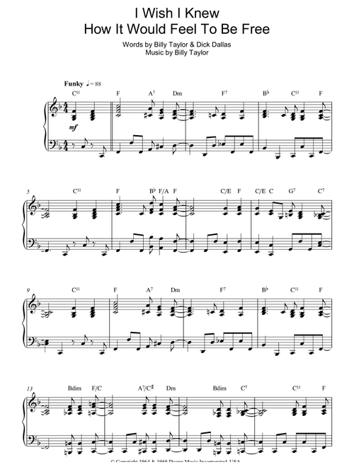 I Wish I Knew How It Would Feel To Be Free - Nina Simone (Piano Solo)