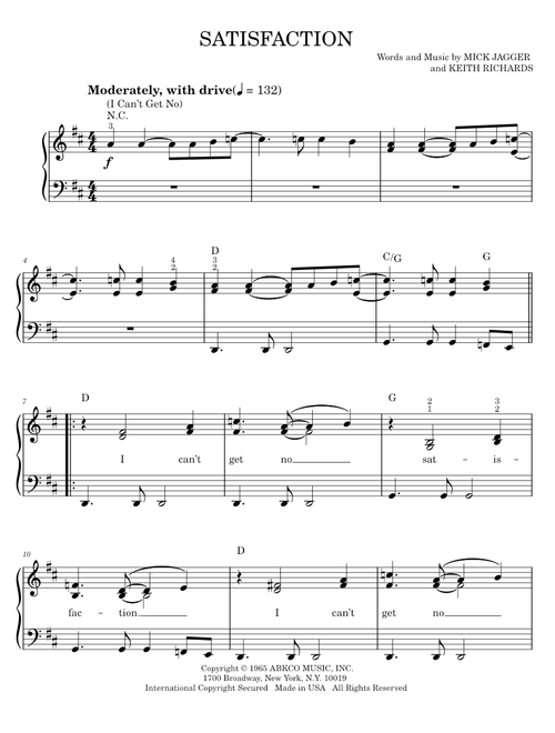 (I Can't Get No) Satisfaction - The Rolling Stones (Easy Piano)