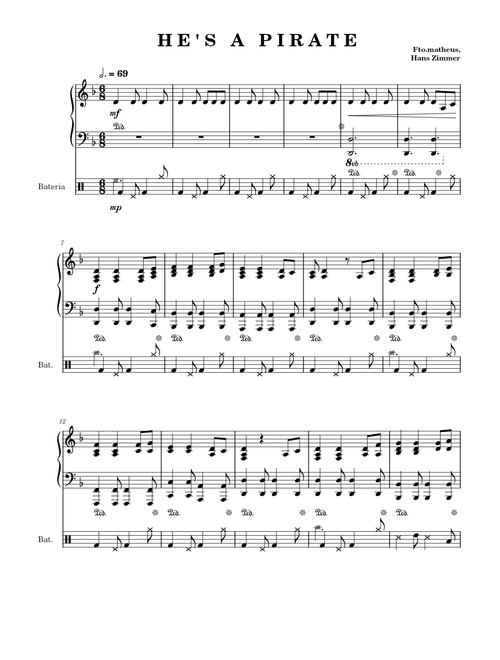 He's a pirate (piano & drums) - Hans zimmer - Fto.matheus