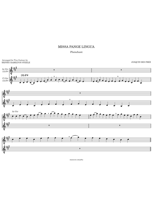 Josquin: Missa Pange Lingua [gtr duet]