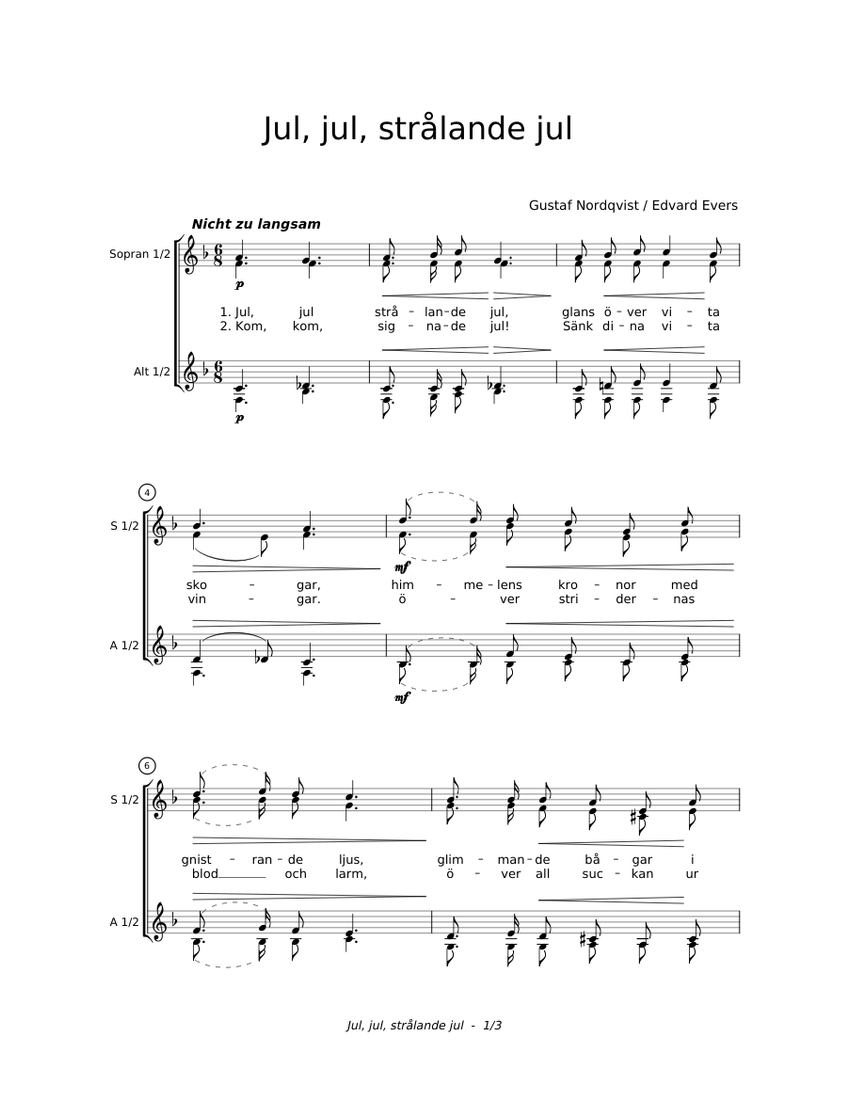 Jul, jul, strålande jul Sheet music for Vocals (Women’s Choir