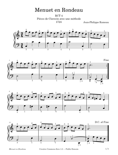 Menuet en rondeau en do majeur – Rameau