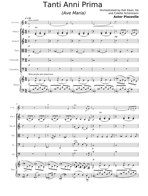 Tanti Anni Prima – Ave Maria-Astor Piazzolla - Cordes et harpe