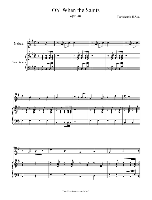 Oh! When the Saints (pianoforte in sol)