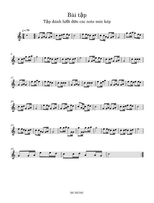 Bài tập đánh lưỡi đơn trên note móc kép – hgmusic