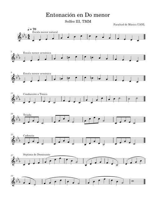 Entonación en Do menor – Facultad de Música UANL