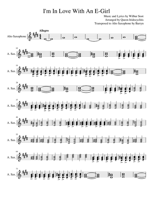 I'm In Love With An E-girl instrumental (Alto Saxophone)