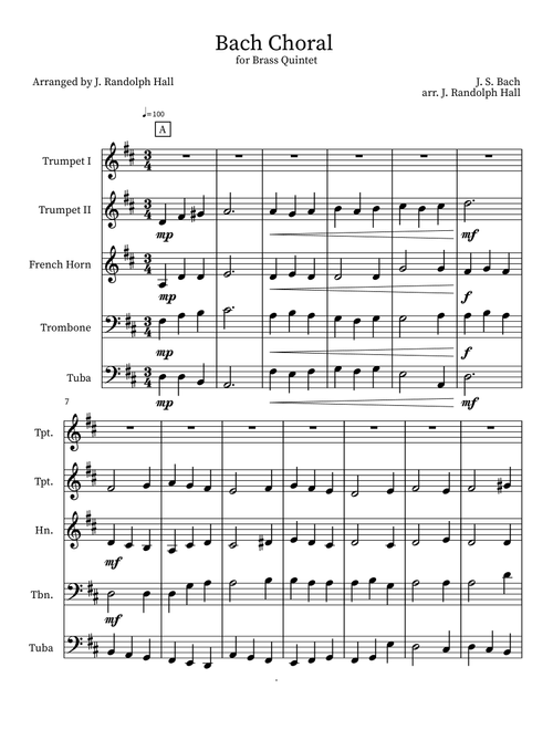Bach Choral (Arr. J. Randolph Hall) (Small Ensemble)