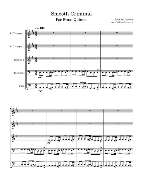 Smooth Criminal – Michael Jackson for Brass Quintet