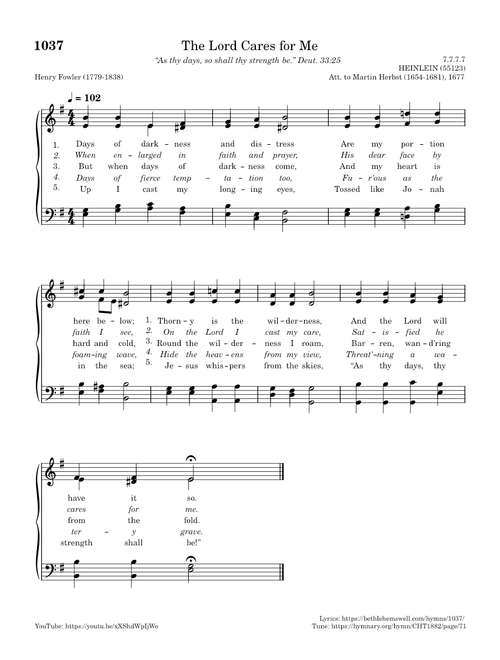 1037 The Lord Cares for Me