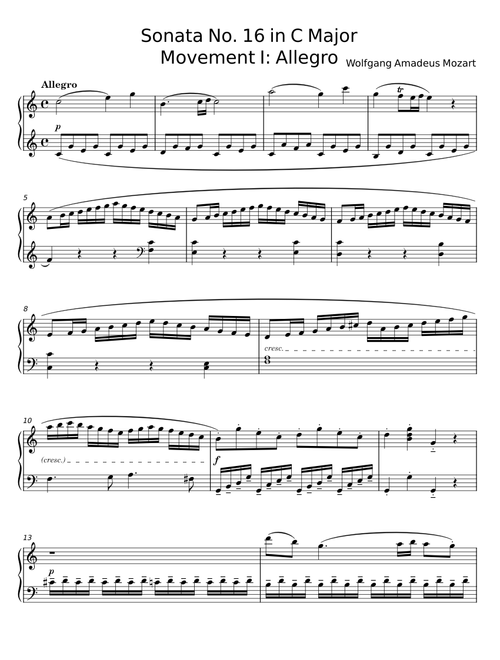 Sonata No. 16 in C major - Wolfgang Amadeus Mozart