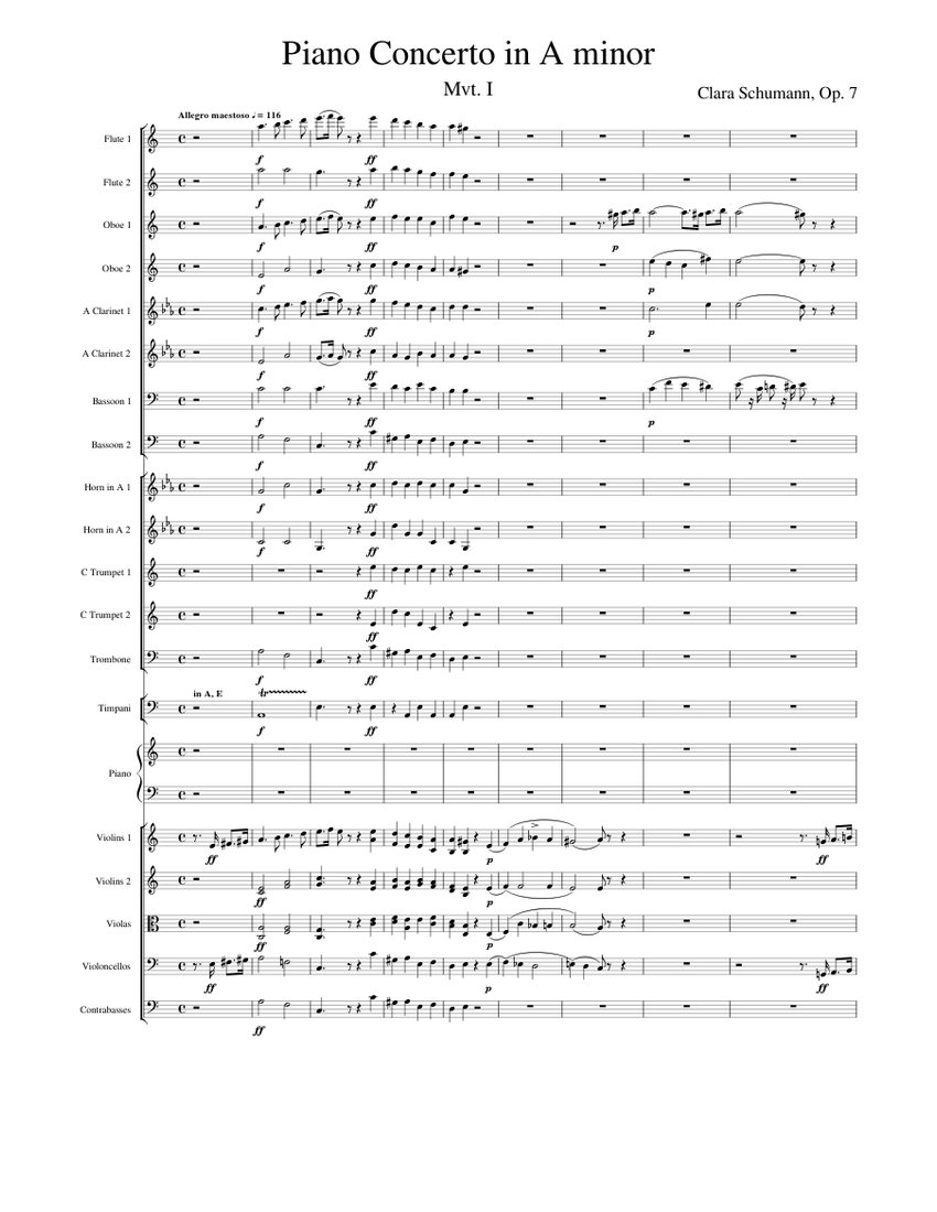 Clara Schumann - Piano Concerto in A minor, Mvt. 1 (Op. 7