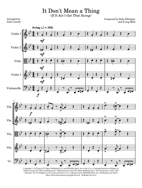 It Don't Mean A Thing (if It Ain't Got That Swing) (Arr. Jack Lisenby) - Duke Ellington (String Quartet)