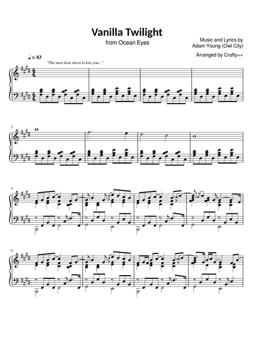 Vanilla twilight (Owl City) Piano Solo
