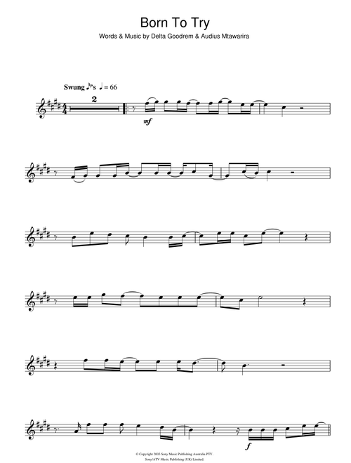 Born To Try - Delta Goodrem (Lead Sheet - Fake Book)