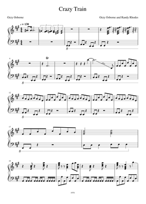 Play Official version of Crazy train Sheet Music by Ozzy Osbourne for ...