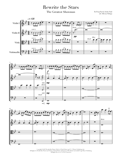 Rewrite The Stars (Arr. Athena Strings) - Zac Efron & Zendaya (String Quartet)