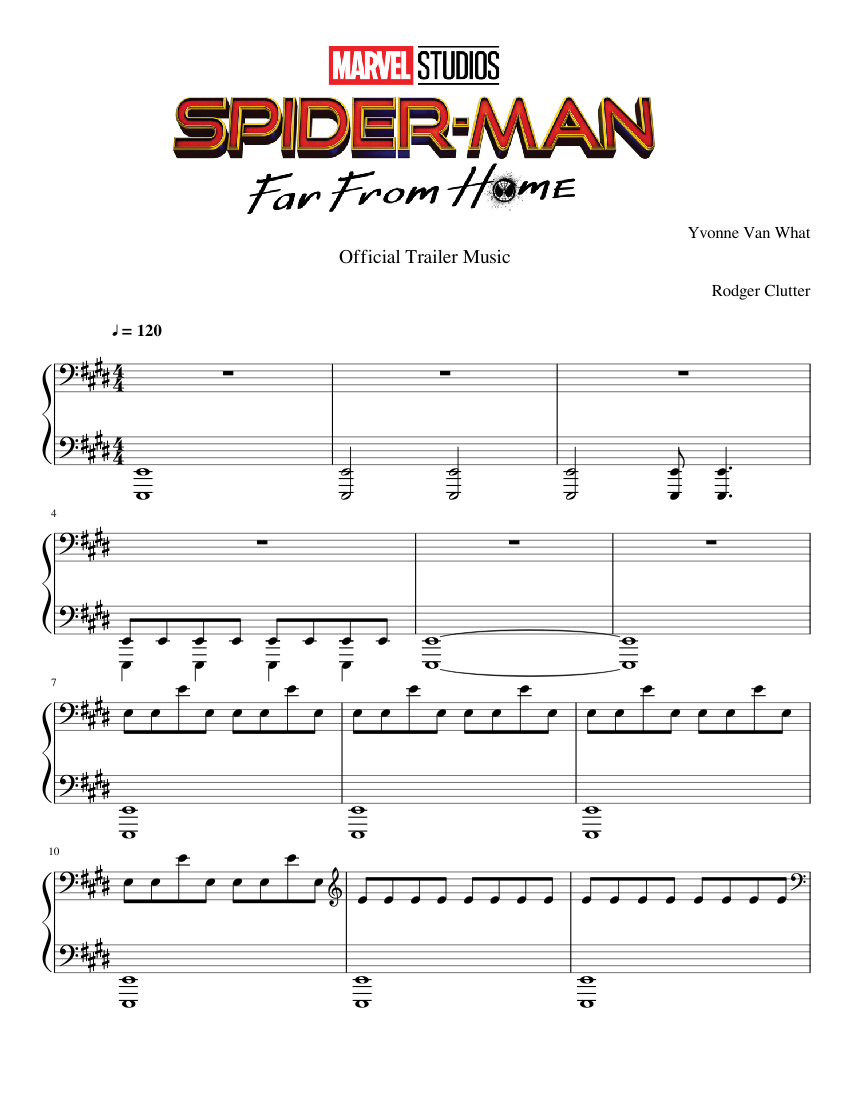 Musique Spider Man Far From Home Spider-Man: Far From Home - Official Trailer Music - Piano Solo Sheet music  for Piano (Solo) | Musescore.com