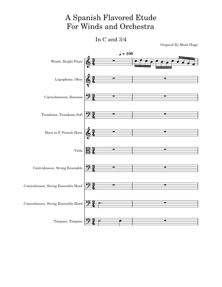 Spanish Flavored Etude in C and 3/4 Time Sheet music for Trombone