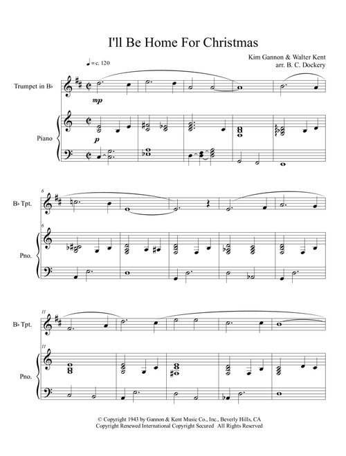 I'll Be Home For Christmas (Arr. B. C. Dockery) - Rascal Flatts (Trumpet and Piano)
