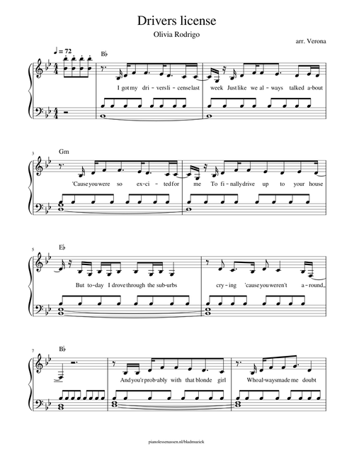 Drivers license - Olivia Rodrigo for beginner piano (EASY piano)