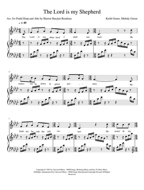 The Lord Is My Shepherd (Arr. Sharon Hanjian Rondeau) - Keith Green (Instrumental Duet)