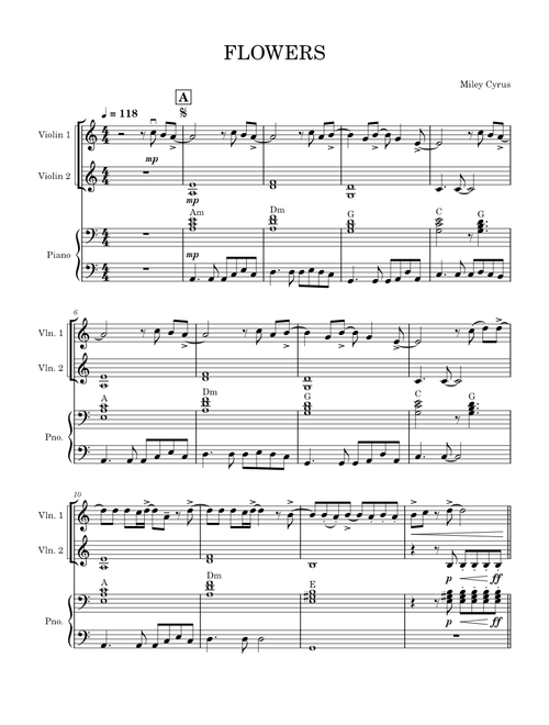 Flowers – Miley Cyrus Violin Duet