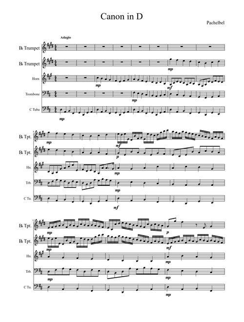 Canon in D for brass quintet