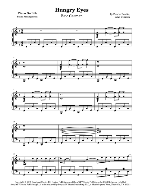Hungry Eyes (Arr. Piano Go Life) - Eric Carmen (Piano Solo)