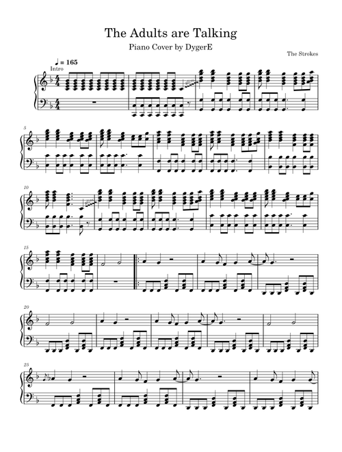 The adults are talking – The Strokes The Adults Are Talking - The Strokes Piano Solo Cover