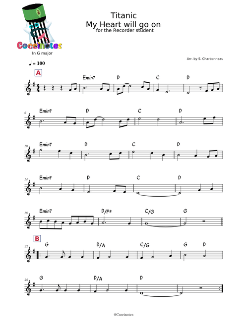 Titanic - My Heart will go on - Recorder