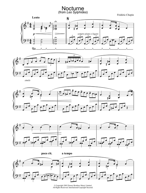 Nocturne (from Les Sylphides) - Frederic Chopin (Piano Solo)