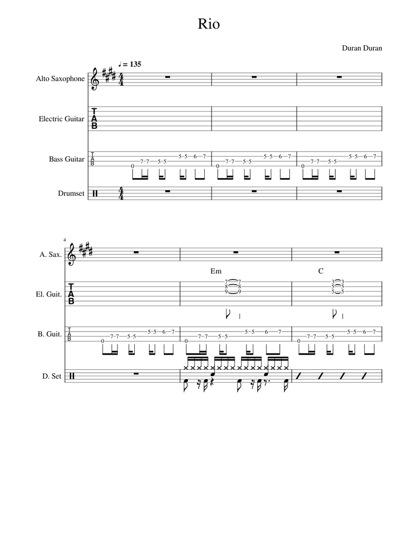 DURAN DURAN／楽譜色々セット Rio - Duran Duran Sheet Music and Tab with Chords for