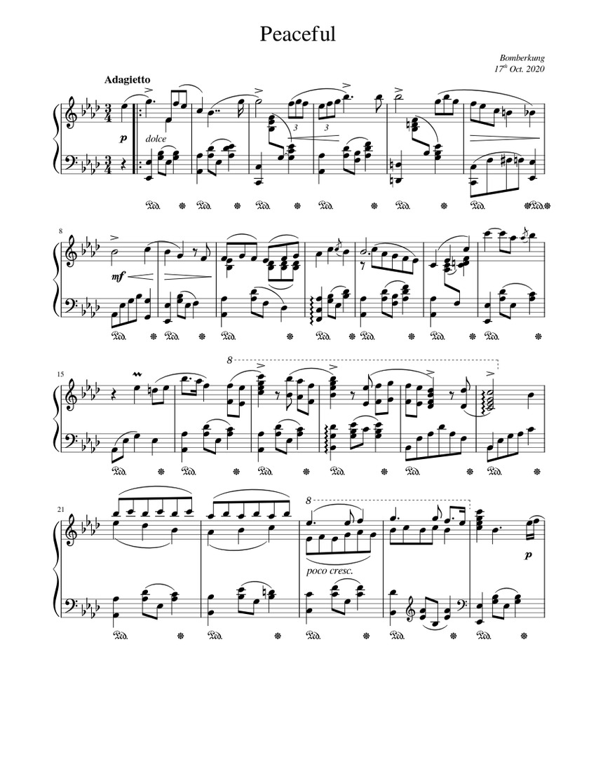 My first piece | Peaceful Sheet Music for Piano (Solo) | MuseScore.com