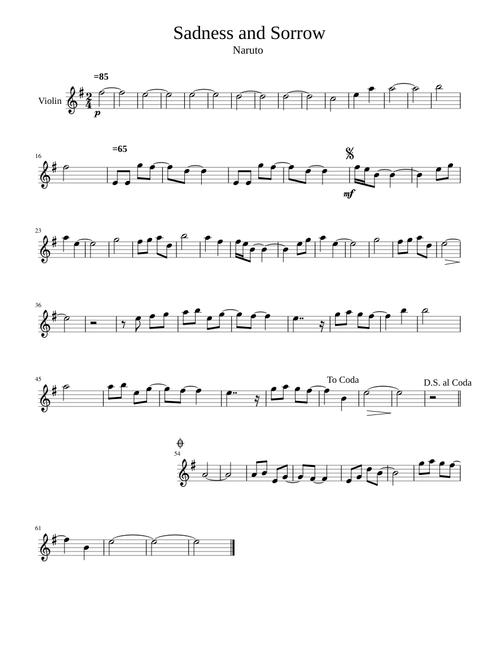 Sadness and Sorrow Violin