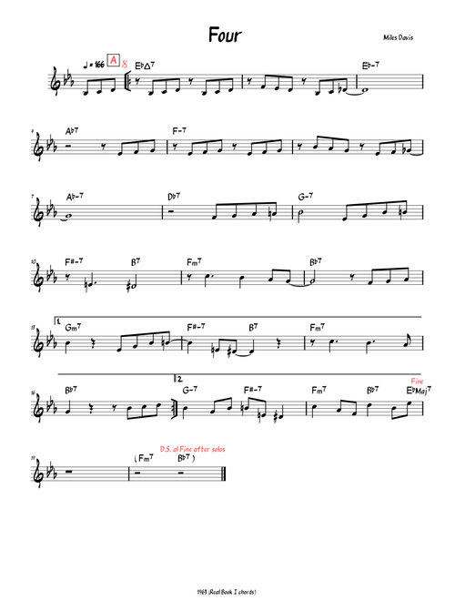 Four (Miles Davis) (Lead sheet )