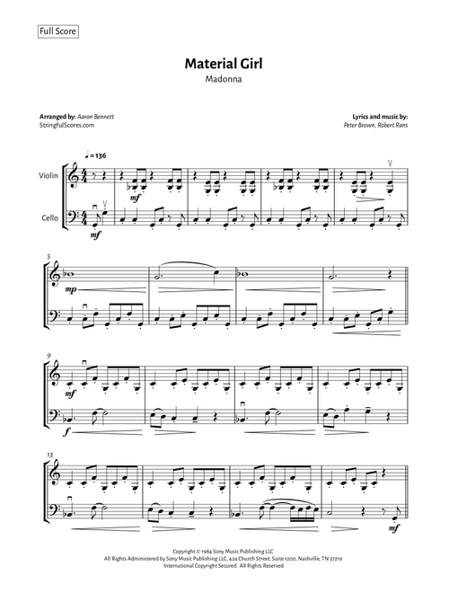 Material Girl (Arr. Aaron Bennett) - Madonna (Instrumental Duet)