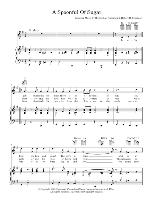 A Spoonful Of Sugar - Julie Andrews, Sherman Brothers (Piano-Vocal-Guitar (Piano Accompaniment))