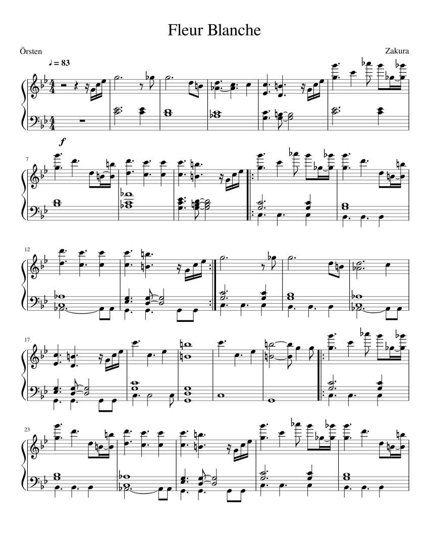Örsten - Fleur Blanche Sheet music for Piano (Solo) | Musescore.com