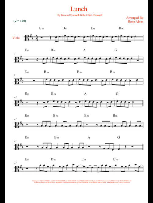 Lunch (Arr. Rene Alves) - Billie Eilish (Viola Solo)